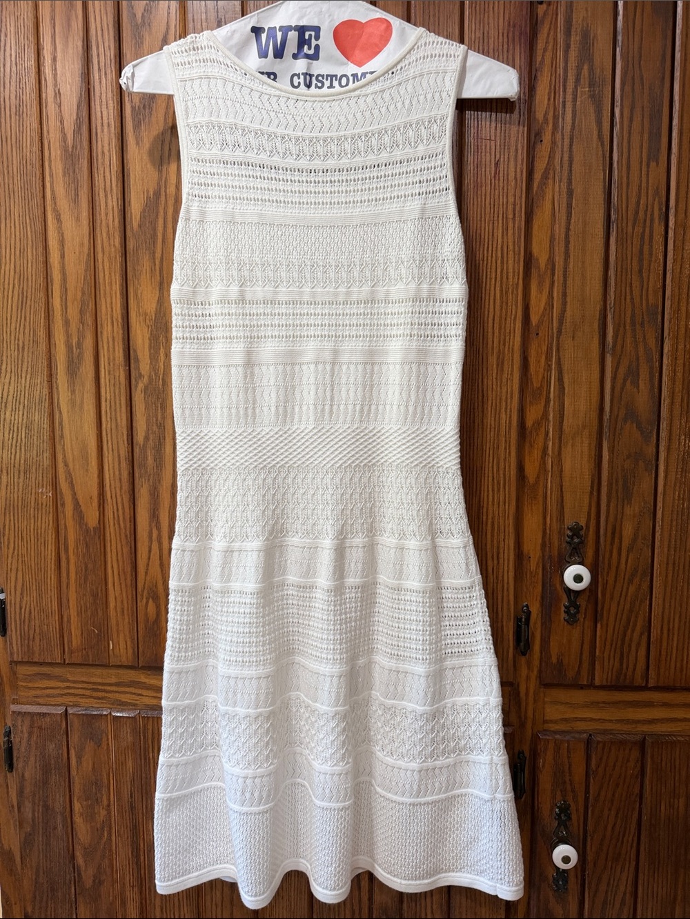 Lauren Ralph Lauren open knit crochet style white sleeveless dress - size M